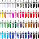 Bullet Shape Gemstone Pendant Hexagonal Chakra Crystal Pointed Quartz Pendants Artificial Stone with Storage Bag (64 Pieces)