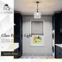 CATINER 12" Black Seeded Glass Pendant Light, Modern Farmhouse Hanging Ceiling Light Fixture for Kitchen Island, Dining Room, Hallway, Hand-Blown Bubble Glass Shade, E26 Dimmable Pendant Lighting