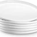 Jassceram 8.5 Inch Small Dinner Plates Set of 6, Ceramic Plates for Salad, Snack, Dessert and Appetizer - Microwave, Oven and Dishwasher Safe, Scratch Resistant and Lead-free, White