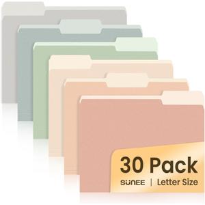 SUNEE File Folders, 30 Pack Manilla Folders 8.5 x 11, Colored File Folders Home Office School Supplies for Documents Files Paper,6 Pastel Colors