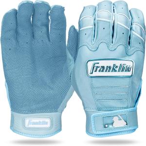 Franklin Sports MLB Baseball Batting Gloves - CFX Pro Adult + Youth Batting Glove Pairs - Baseball + Softball Batting Gloves - Multiple Sizes + Colors (Carolina Blue/White)