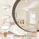 White Ceiling Fan with Light and Remote 52 Inch, Wood Outdoor Ceiling Fans with Lights 3 Blade Propeller High CFM Wet Rated Modern Fan for Indoor Living Room Patios Gazebo Bedroom