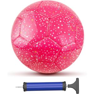 Soccer Balls Size 3, Sparkle Soccer Ball for Girls Kids 3-8 4-6 6-8 Glitter Outdoors Sports Recreation Playing Ball for Birthday Easter Soccer Gifts (Pink)