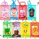 Letapapa 32 Pack Valentines Day Cards for Kids School with Crazy Loop Straws, Valentines Greeting Cards for Boys Girls Classroom Gifts Exchange, Valentine's Prizes Party Favors, 8 Styles