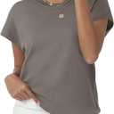Womens Tops Summer Sweater Short Sleeve Shirts Dressy Casual Basic Casual Cap Sleeve Tops Beach Vacation Clothes, Large