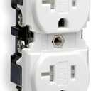 Leviton 20 Amp, 125 Volt, Extra Heavy Duty Hospital Grade, Duplex Receptacle, Tamper Resistant, Straight Blade, Self Grounding, 8300-SGW, White