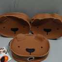 Cute Bear Leather Dog Poop Bag Dispenser Holder with Leash Clip Adorable bear design, smooth leather exterior, water-resistant nylon lining, easy refill, hands-free clip 3 Packs 