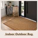 MontVoo-3x5 Outdoor Rug Porch Entryway Rug-Polypropylene Indoor Outdoor Rugs for Entryway Kitchen Balcony Patio, Textured Weave, Durable, Fade-Resistant, Non-Shedding, Boho Geometric Neutral Brown