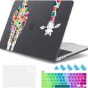 May Chen Compatible with MacBook Pro 13 inch Case 2022 2021 2020 Release Models A2338 M2 M1 A2251 A2289, Plastic Hard Shell Case Keyboard Cover for Mac Pro 13" with Touch Bar, Black Smile Giraffe