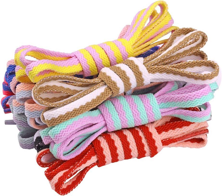 9 Pairs Fashion Printed Sneakers and White Shoes DIY 2 Colors Mix Flat Shoelaces