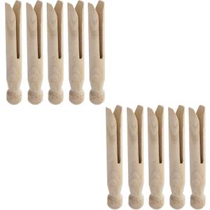 Mcredy Clothes Pins 10 Pcs Round Wooden Clothespins Old Fashioned Traditional Wooden Clips Simple Laundry Clothesline Clips for Hanging Organizing Photo Clothes DIY Projects (3.74 Inch)