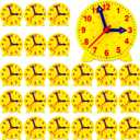 Batiyeer 24 Pcs Teaching Clock Kit for Kids to Tell Time Teaching Mini Geared Clock for Kids Basic Math Development Teacher and Classroom Supplies, 4 Inch(Yellow)