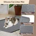 Garoopion Cat Litter Mat, Large 40" X 28" Litter Catcher Rug, Waterproof Silicone Mat for Cats, Dark Gray