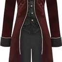 Medieval Steampunk Tailcoat Halloween Costumes for Men, Renaissance Pirate Vampire Gothic Jackets Vintage Warlock Frock Coat (Medium, Red)