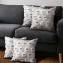 4 Pcs Halloween Throw Pillow Covers 18x18, Soft Faux Fur Pillow Cases Decorations, Fluffy Plush Accent Couch Cushion Case for Halloween Chair Sofa Bedroom Living Room Home Decor(Ghost B)