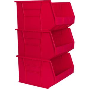 Akro-Mils 30270 AkroBins Plastic Storage Bins, Space-Saving Stackable Bins for Garage, Pantry, Craft Organization, 18" x 16" x 11", Red, 3-Pack