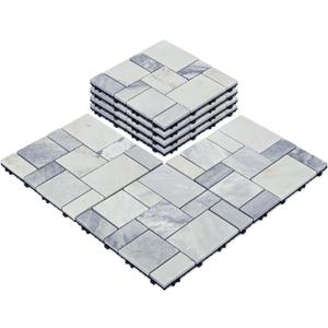 jxgzyy 4PCS Interlocking Deck Tiles, 12"x12" Outdoor Patio Tiles, Waterproof DIY Outdoor Flooring, Natural Marble Floors for Porch, Garden, Pathway, Gray Slate (4 sq. Ft), 11.8'' x 11.8''