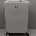 Hanke 20 Inch Expandable Carry On Luggage with Cup Holder 22x14x9 Airline Approved, Top Opening Hard Shell Suitcases with Wheels, Carry-On Travel Suitcase Trunk Luggage with Lock, Smoke White