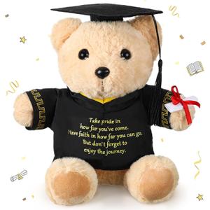 Simgoing 2026 Graduation Bear Gift 9.84 Inch Class of 2026 Graduation Bear Stuffed Animal Plush Toy with Cap Congratulations Grad Gift for Her Him Preschool High School College University(Classic)