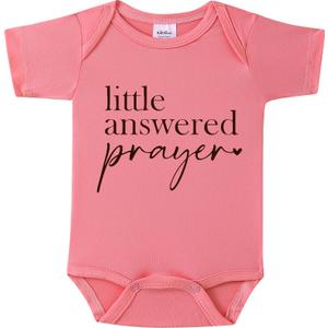 BIBIBLISSBABY Pregnancy Announcement for Grandparents Gift, Little Answered Prayer Infant Reveal Ideas, Newborn Pregnancy Announcement Outfit (0-3month, Storm)
