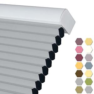 Persilux Custom Size Cellular Shades Cordless Blackout Roller Shades Bottom up Pleated Window Blinds Waterproof Thermal Insulated Honeycomb Blinds for Windows, Home and Office Dark Grey