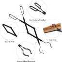 Heavy Duty 32 Long Fireplace Fire Pit Campfire Poker Stick and 26 Fireplace Tongs Tool Sets, Log Grabber, Rust Resistant Black Finish Camping Fireplace Tools for Indoor/Outdoor