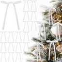 White 24 Pcs Velvet Bows Christmas Tree Ornaments Valentines Day Bows Decoration for Garland Home Coquette Wedding Decor (5 x 7 Inch,Width of 3/8")