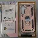 Heavy Duty Case for Samsung Galaxy S25 Phone Case with Screen Protector, Military Grade Shockproof Rugged Protective Cover for Samsung S25, with Metal Ring Magnetic Kickstand (Pink)