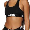 PSD Women's Basic Solid Sports Bra - Racerback Sports Bras for Women with Breathable Microfiber Fabric (Medium, Black)