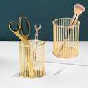 Gold Pen Holder for Desk, Metal Pencil Holders Makeup Brushes Cup for Preppy Room Decor Office Home Bedroom School Organizer Toothbrush Holder Gold Decor Aesthetic Gift Accessories