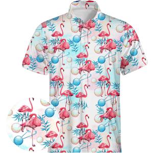 Men's Funny Golf Polo Shirts Quick Dry Blue Cartoon Short Sleeve Polo Shirts (L)