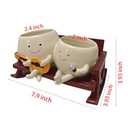 Smiley Face Planter Pot, Cute Funny Heart Rocking Chair Double Head Face Planter Pot with Unique Guitar and Microphone for Indoor Outdoor, Succulent Flower Pots with Drainage Hole