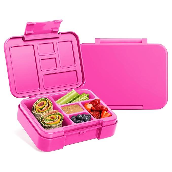  Bento Lunch Box for Kids | BPA Free, Leakproof, Dishwasher Safe | Lunch Container for Girls and Boys, Toddlers | Porter Collection | 5 Compartments | Raspberry Vibes