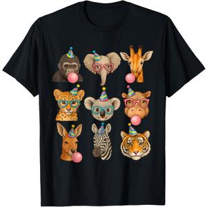 Zoo Animals Wildlife Safari Jungle Birthday Party Boys Girls T-Shirt XS