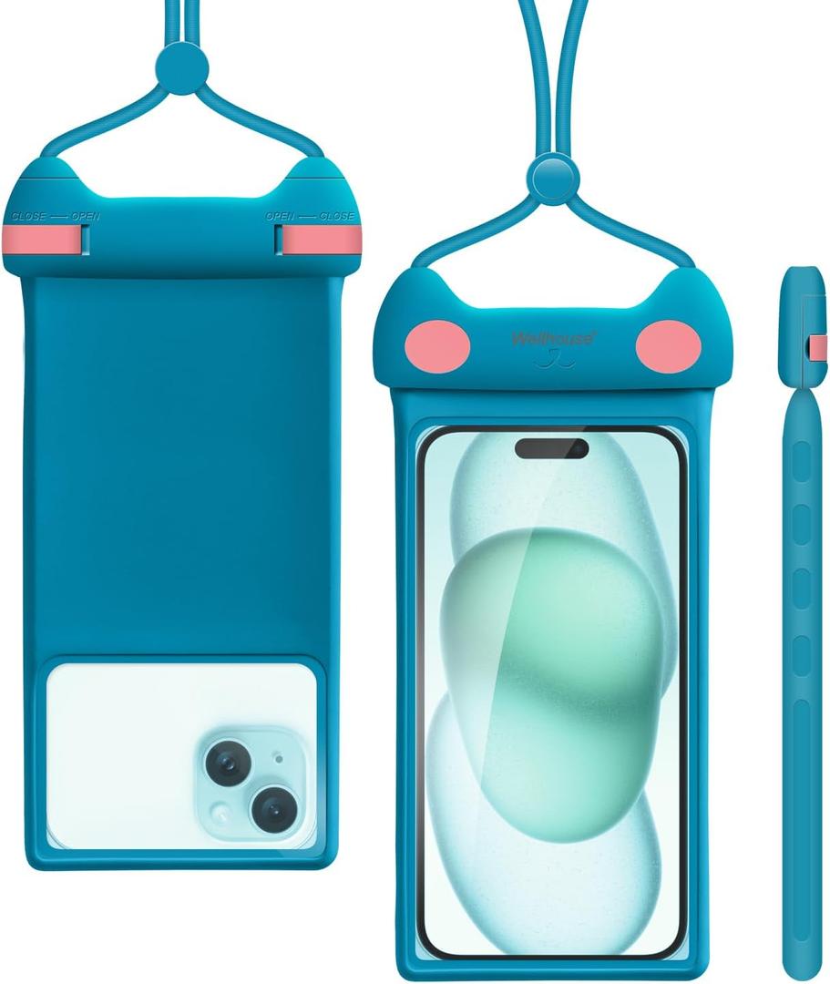 wellhouse 3D Waterproof Phone Pouch with Lanyard,Premium TPU100FT Deep Waterproof Phone Case for iPhone 17 16 15 14 13 12 Pro Max XS Samsung,Snorkeling, Surfing, Kayaking,Skiing,Hot Springs