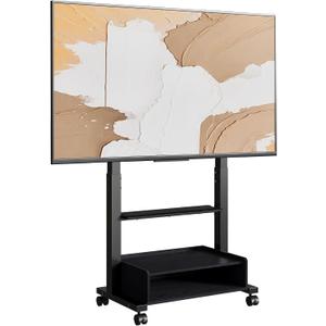 Heavy Duty Rolling TV Stand for 32-85 Inch TV, Large Storage Mobile TV Stand on Wheels up to 132 lbs, Height Adjustable Portable TV Cart for Living Room, Bedroom, Office, Max VESA 600x400mm