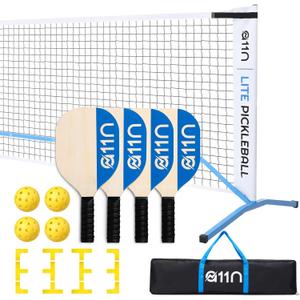 A11N SPORTS Premium Pickleball Starter Set for Driveway - 22ft Portable Net, Court Markers, 4X Paddles, Balls & Carrying Bag, One Size