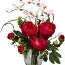 Nearly Natural Peony & Orchid Silk Flower Arrangement (29" x 10.25" x 10.25", Red)