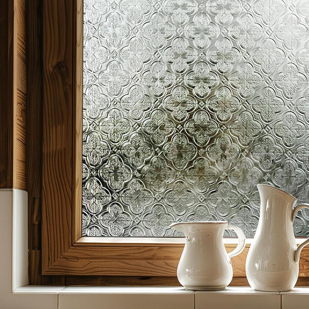 3D Stained Glass Window Film, Decorative Window Privacy Film for Bathroom,Front Door,Home, Sun Blocking Heat Control,Static Cling, Flowering Crab-Apple 23.6inch x 35.4inch