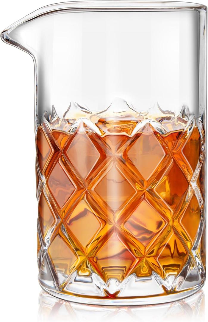 LIGHTEN LIFE Cocktail Mixing Glass, 20 oz Crystal Mixing Glass Beaker, Old Fashioned Bar Stirring Glass - Extra Thick Weighted Base Ultra for Martini, Manhattan