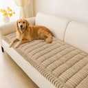 hyha Couch Covers for Dogs Washable, Non Slip Plush Dog Sofa Protectors, Fuzzy Pet Couch Covers for 3 Cushion Sofa Pet Friendly (Khaki, 27.6" x 59")