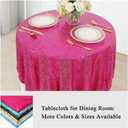 AMZLOKAE Sequin Tablecloth Round 72 Inch Hot Pink Glitter Table Cloths for Parties Dessert Tablecloth Round Sparkle Dining Table Cover Wedding Tablecloth