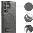 Lunivop Compatible with Samsung Galaxy s24 Ultra Case PU Leather [Compatible with Magsafe Wireless Charging] Magnetic Cover Stand Funda Rugged Phone Case Gray