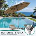 AreShark 9FT Patio Umbrella with Solar Lights, 32 Lighted Pool Umbrella w/Tilt and Crank, Outdoor Market Solar Umbrellas for Garden, Deck, Backyard, Pool and Beach, Khaki