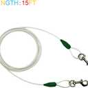 Petest 16 Inch Spiral Stake with 15ft Reflective Tie-Out Cable for Medium Dogs Up to 60 Pounds DarkGreen & Silver