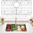 Stainless Steel Detachable Sink Grid (28-9/16" x 15-9/16" Rear Drain) | 304 Stainless Steel, Anti-Rust, Sink Bottom Protector, Scratch Proof, Rear Drain, Multi-Use Rack, Heavy Duty, Easy Clean