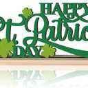 Roowest Wooden St. Patrick's Day Sign 12 Inch St Patricks Day Decor Wood Saint Patrick Shamrock Table Decorations for Home Office Shelf Mantel Indoor