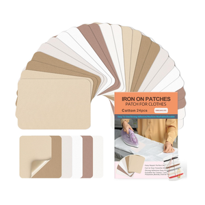 Iron On Patches for Clothes 24pcs, Iron On Patches for Jeans, Cotton Denim Repair Patch for Inside Jeans Fabric Kit, Jeans Knee, Pants, Clothing 3" by 41/4" White&Beige&Khaki