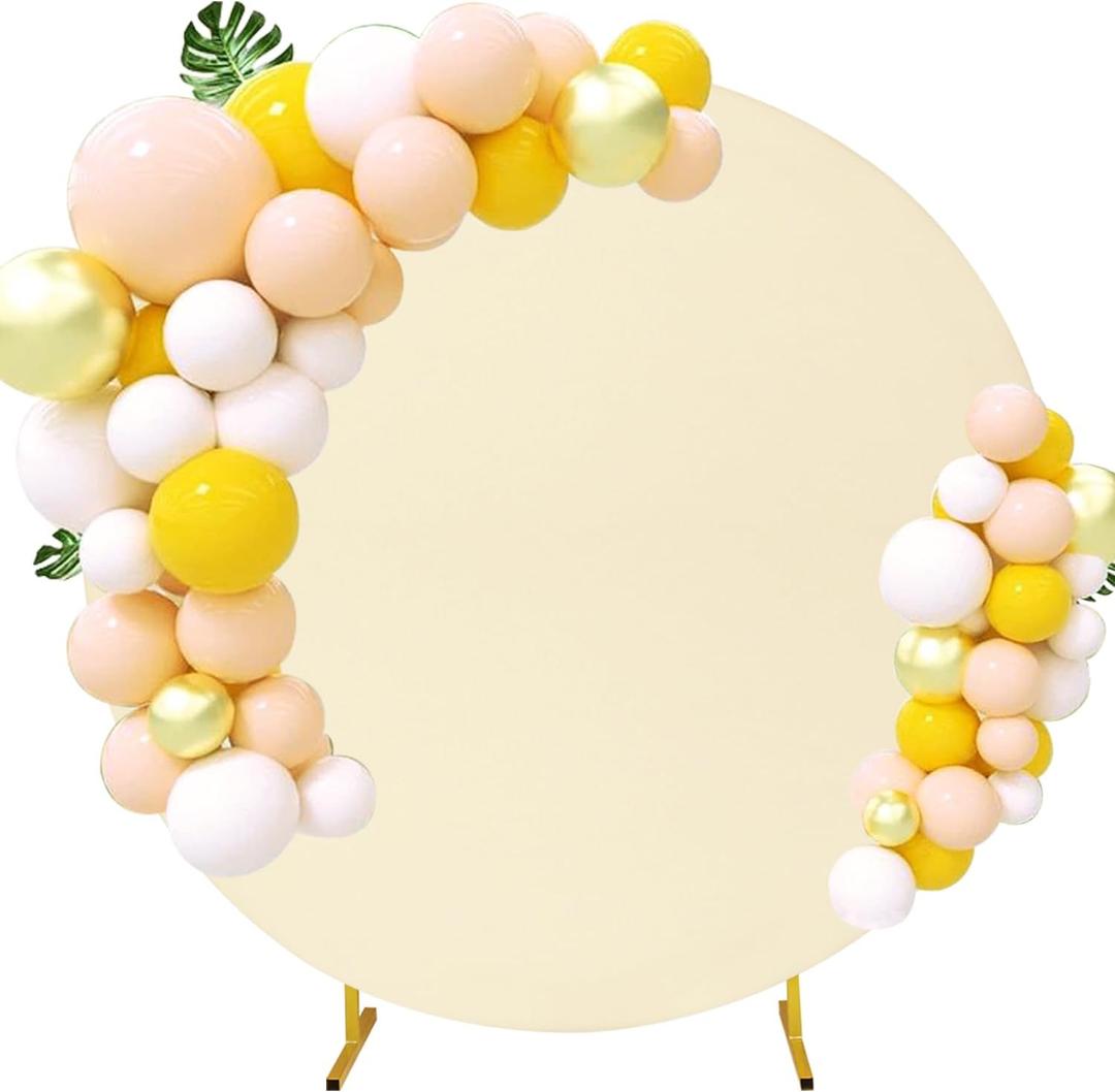 6.6FT Round Wedding Arch Cover for 6.6FT Circle Arch Stand, Thick Polyester Fabric Adjustable Circle Arch Backdrop Cover for Wedding Birthday Party Baby Shower Photography DecorationBeige