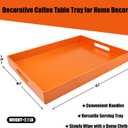 Ornage Serving Tray for Coffee Table, Rectangular Plastic Decorative Tray with Handles for Entertaining, Outdoor Patio, Living Room, Ottoman, Bathroom Counter, 11.8*15.7*1.6